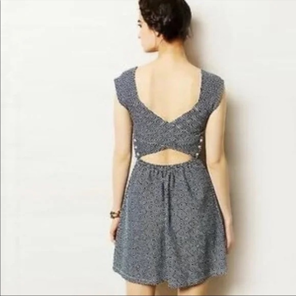 Anthropologie 9-H15 StCL Diamond Criss-Cross Dress Navy White Size 4
